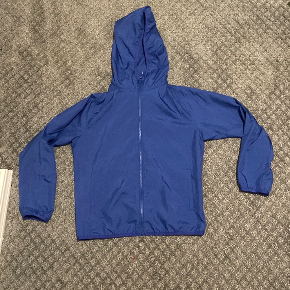 dark blue windbreaker